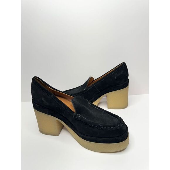 Marc Fisher Lina Platform Loafer 8.5 Suede Penny Light Black Slip On Shoes - Picture 4 of 9